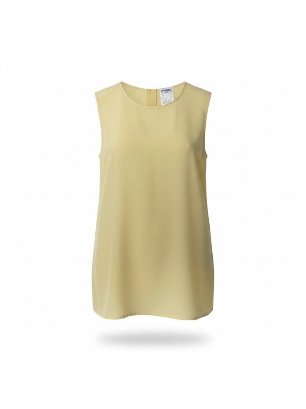 Chanel Ch1 Cruise Collection Sleeveless Silk Blouse 38 Yellow 100%